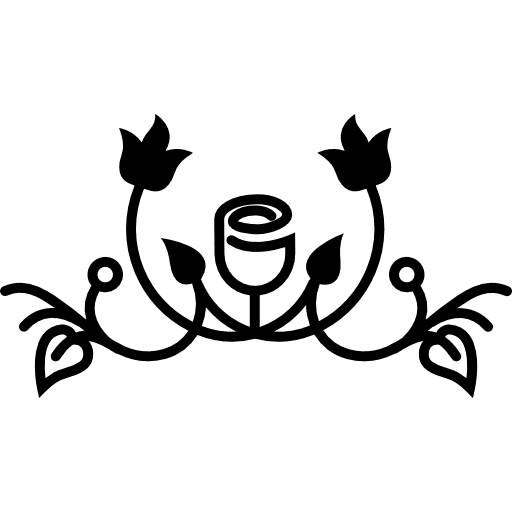 Rose outline variant with leaves and vines design leaves vine art icon