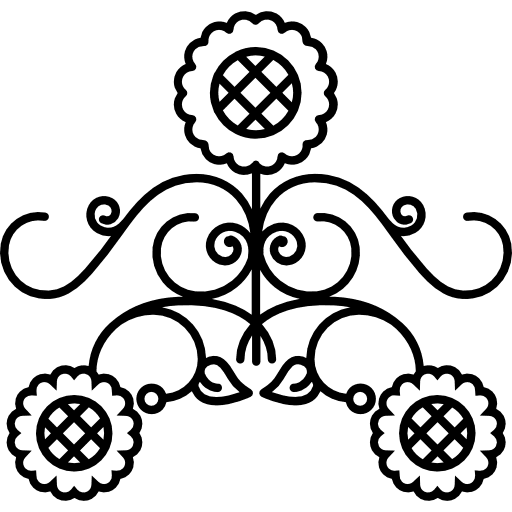 Floral design of retro style flowers designs symmetrical icon