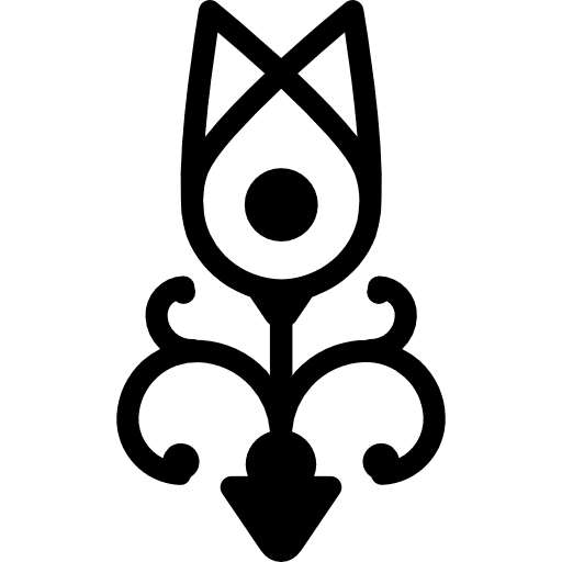 One flower of slightly opened design flowers one closed icon