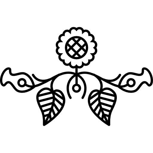 Floral design of flowers and leaves in symmetrical distribution shapes design designs icon