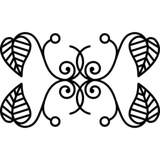 Floral design of thin branches symmetry with leaves designs symmetric floral design icon