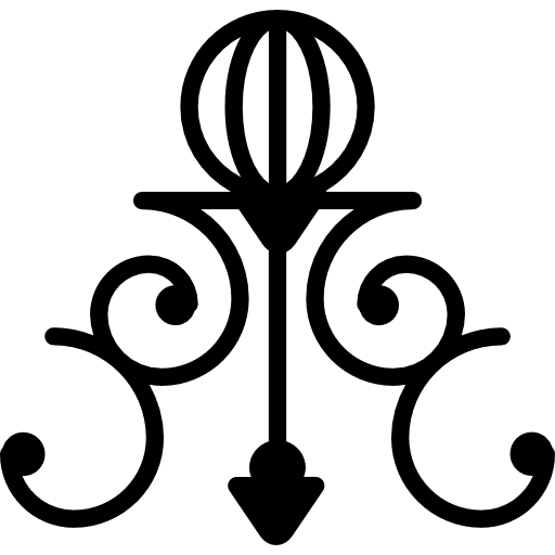 Floral design with a ball and thin curved lined floral circle curves icon