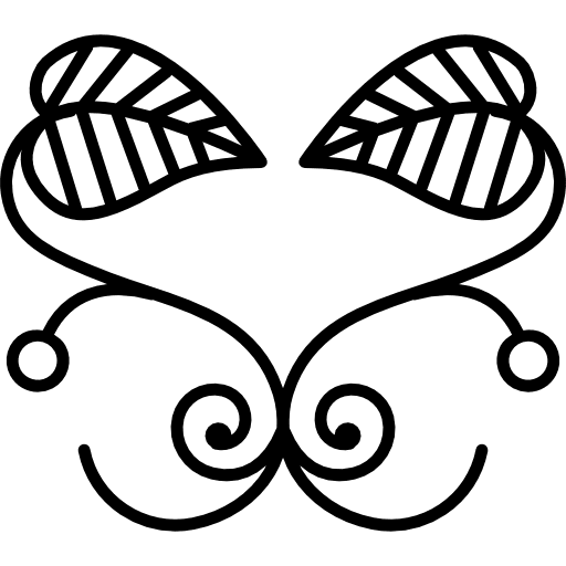 Floral symmetric design with two leaves branches nature symmetry icon