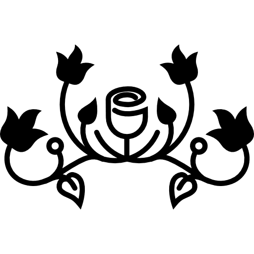 Floral design of flowers and leaves on branches lines leaves floral design branches icon