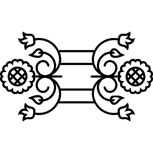 Floral mirror effect design with leaves and vines leaves flower art icon