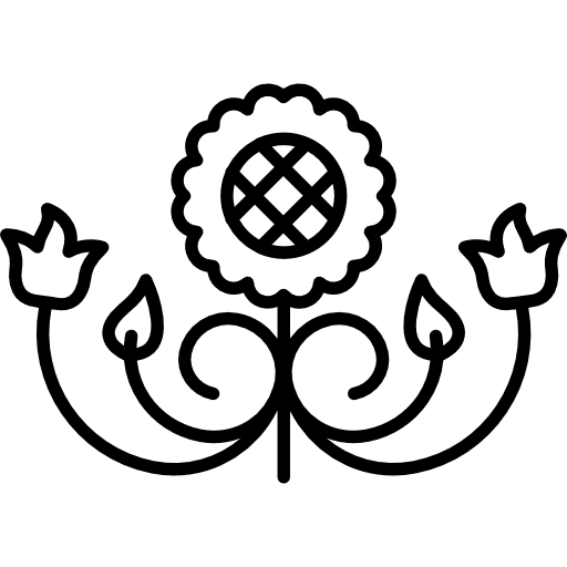 Flower design with curls and leaves leaves floral floral design icon