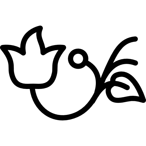 Flower outline with leaf and bud floral nature flora icon