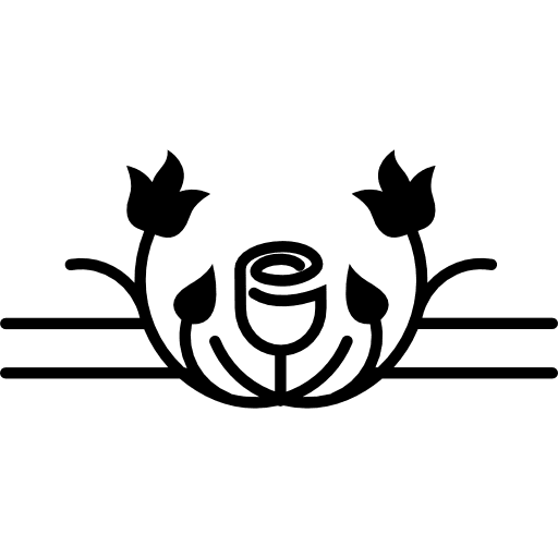 Tulip flower outline with leaves and vines leaves leaves decor flower design icon