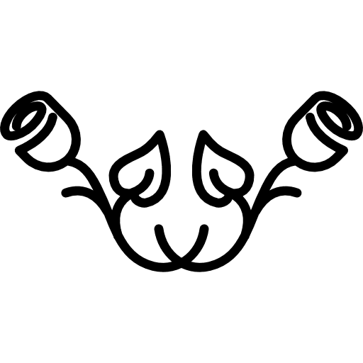 Couple of roses in symmetry flowers two couple icon