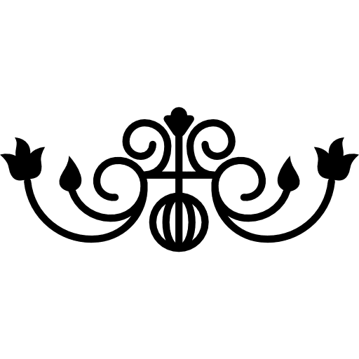 Floral design with a hanging ball in the middle of vines with spirals flowers and leaves design floral design ball icon