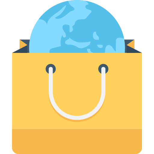 Shopping bag commerce and shopping planet earth worlwide icon