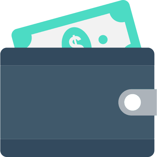 Wallet money holder notes icon