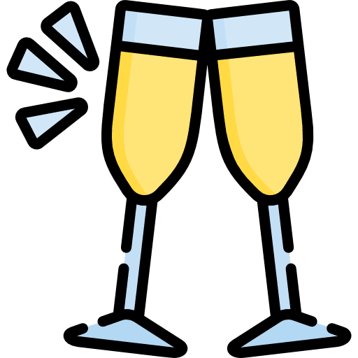 Champagne alcohol party glasses icon