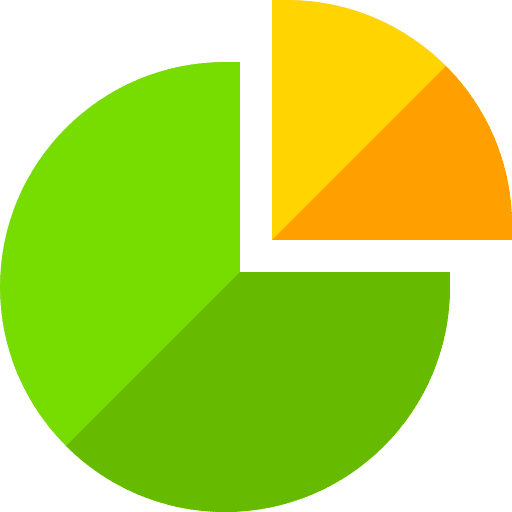 Pie chart market share finances sector icon