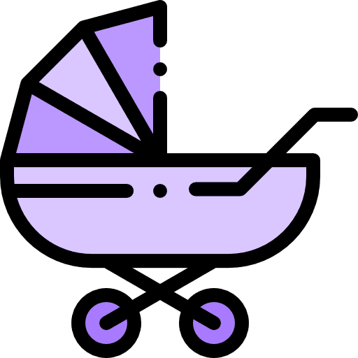 Pushchair childhood stroller transportation icon
