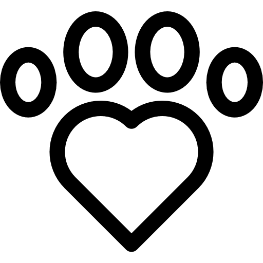 Paws friendly love and romance heart icon