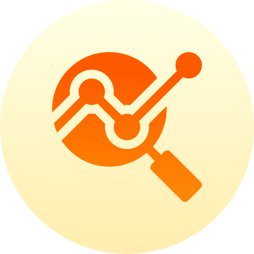 Data analytics loupe assess line chart icon