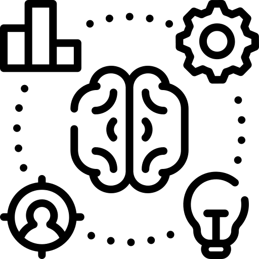 Knowledge business and finance gear light bulb icon