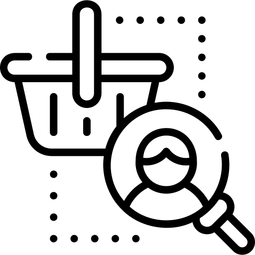 Consumer shopping basket investigation commerce and shopping icon Consumer shopping basket investigation commerce and shopping icon