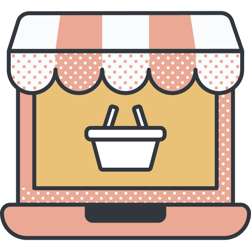 Online shop commerce and shopping commerce technology icon Online shop commerce and shopping commerce technology icon