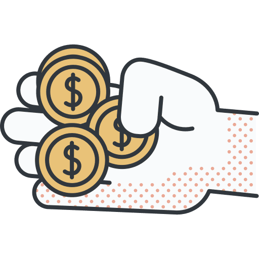 Coins receiving commerce and shopping business icon Coins receiving commerce and shopping business icon