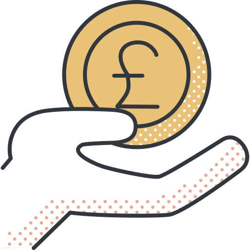 Pound money hand coin icon Pound money hand coin icon