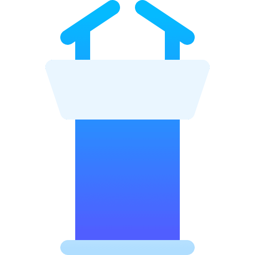 Tribune speaking microphone conference icon Tribune speaking microphone conference icon