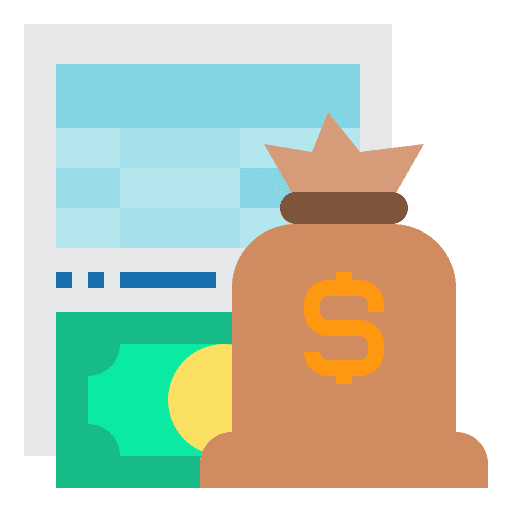 Bookkeeping business and finance accounting money bag icon