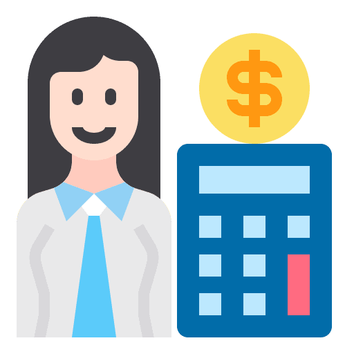 Math calculator female business and finance icon Math calculator female business and finance icon