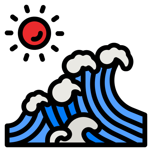 Wave beach summer ocean icon