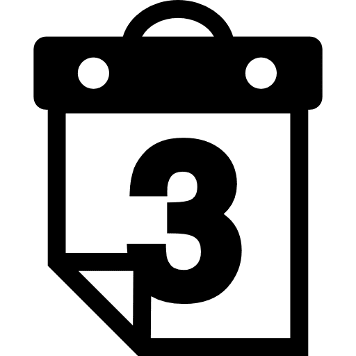 Daily wall calendar on day 3 page hanging day tool icon