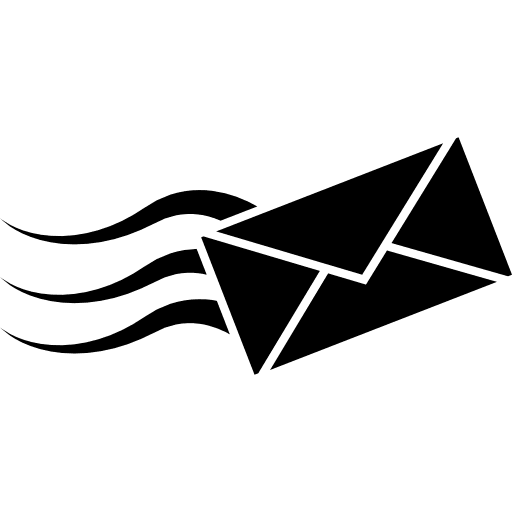 Envelope black rotated shape with three tails tool black envelopes icon