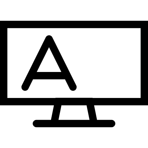 Blackboard outline with stand and letter a education letter board icon