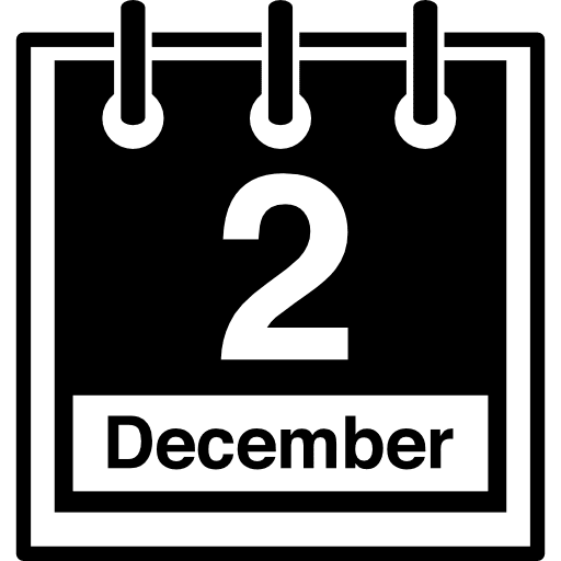 Wall daily calendar page in december 2 day december stationery icon