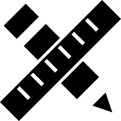 Pencil and ruler forming a cross pen ruler pencil icon