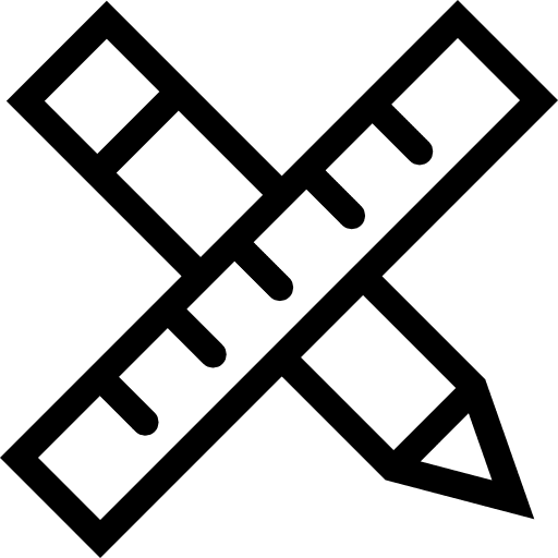 Ruler and pencil cross measure stationery pencil icon