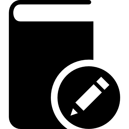 Book with a pencil sign interface editor write icon