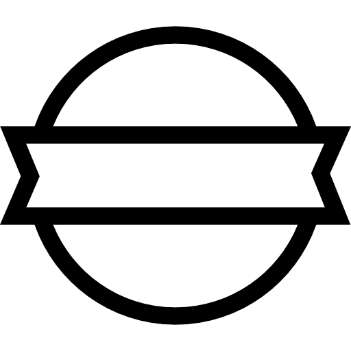 Circular badge with a frontal banner print products badge banner icon