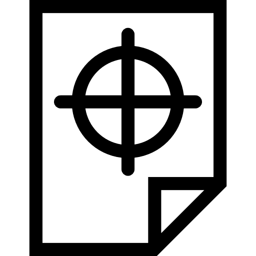 Folded paper outline with cross hair focus cross hair cross hair variant icon