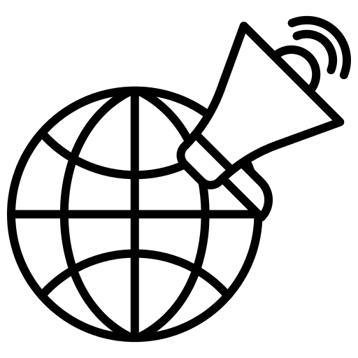 Global business globe grid ads icon