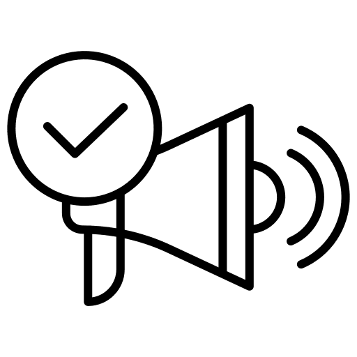 Ads bullhorn tick check icon