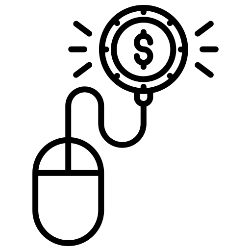 Click per pay coin pay per click mouse icon