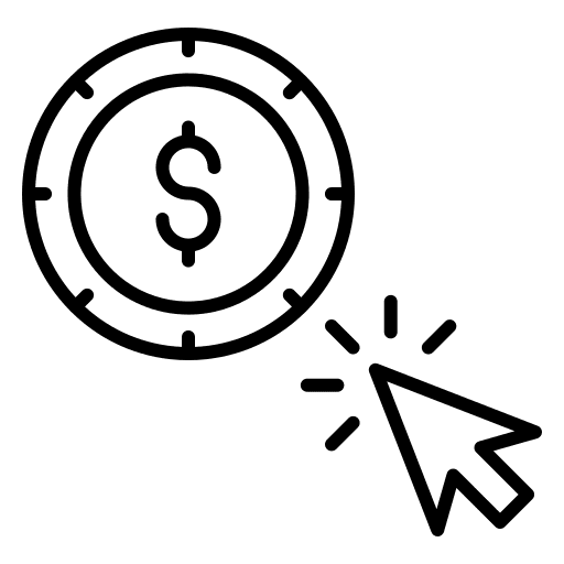 Dollar arrow multimedia click per pay icon