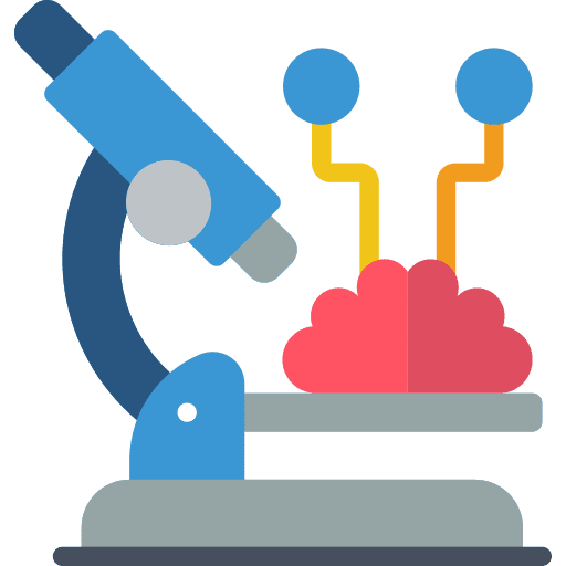 Brain microscope education idea icon Brain microscope education idea icon