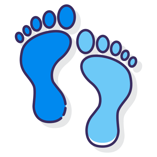 Footsteps step counter foot mark healthcare and medical icon