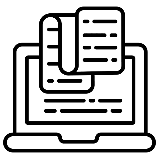 Laptop paper office material bill icon Laptop paper office material bill icon