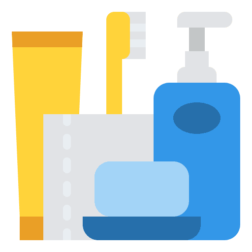 Toiletries soap toothpaste toilet paper icon