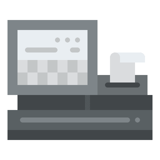 Cash register coins commerce cash register icon
