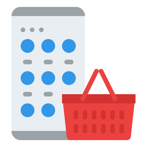 Shopping online smartphone touch screen online shop icon