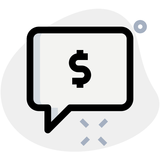 Speech bubble business and finance chat money icon